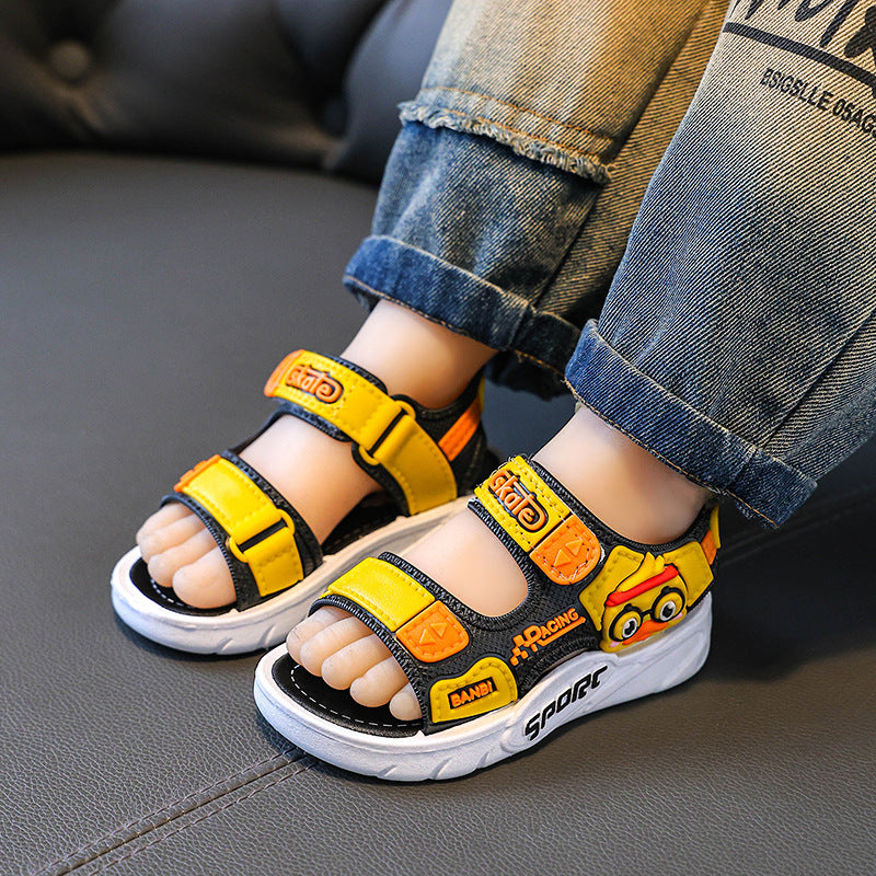 Boys Sandals 2025 Summer Large Children Non-slip Soft Bottom Velcro Casual Beach Shoes Girls Baby Shoes