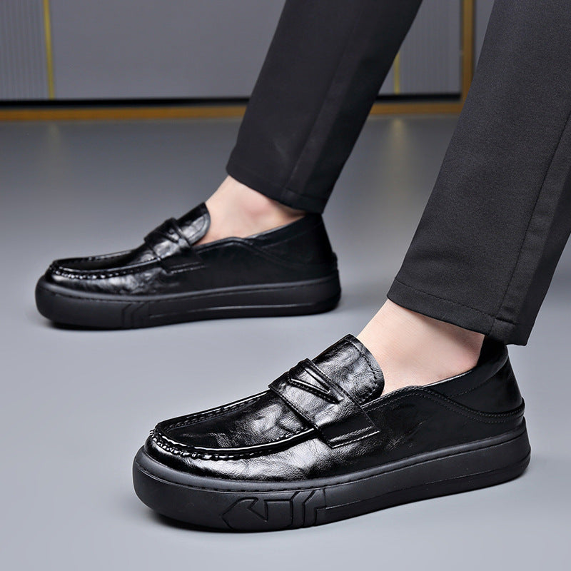 Men's Leather Shoes 2024 New Style Slip-On Formal Business Men's Shoes Soft Sole Round Toe Fashion Trend British Loafers