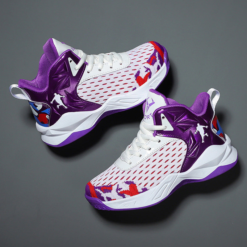 Boys' Shoes 2026 Spring New Model Kidsren's Non-Slip Wear-Resistant Basketball Shoes Mesh Breathable Boys' Sports Training Shoes