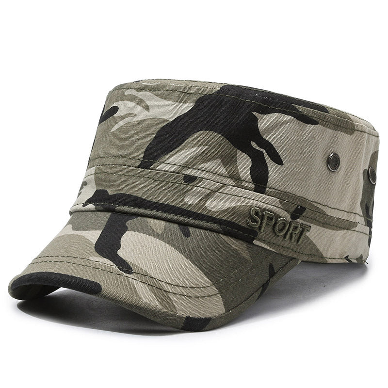 Hat Men's Spring and Summer Outdoor Summer Breathable Caps for Middle-aged and Elderly Sunshade Sunscreen Flat Top Cotton Outdoor Sports