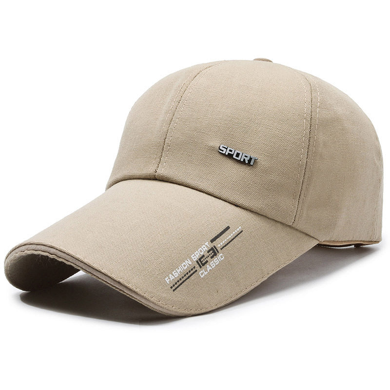Spring and Autum New Men's Hats, Versatile Baseball Caps, Iron Labels, Casual Sun Hats, Extended Brim Peaked Caps