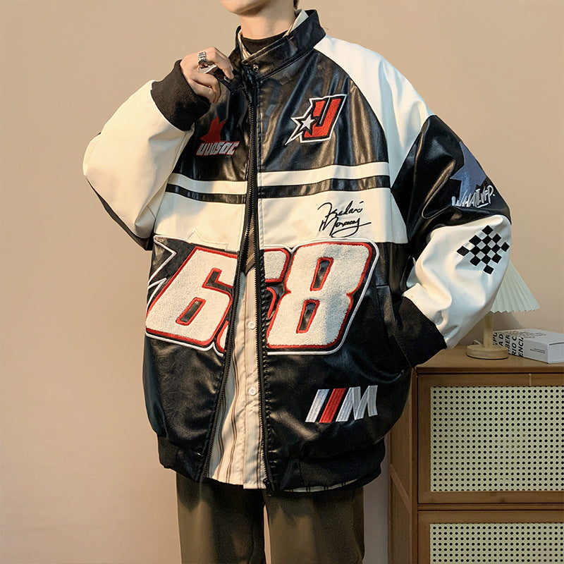 American Style Jacket Coat Men's/ Women's Spring and Autumn Street Aviator Biker Suit hiphop Trendy Brand Loose plus size Plutton Handsome Top