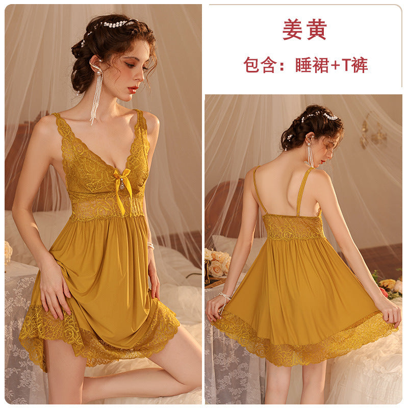 Sexy Pajamas, Temptation, Pure Desire, High-End Push-Up Nightgown, Women's Summer Plus Size Fat mm Sexy Intimates Passion Suit