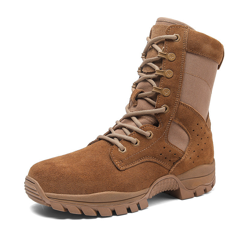 New Land Boots Brown Combat Boots Men's Combat Training Boots Desert Side Zipper Waterproof Outdoor Combat Training Boots
