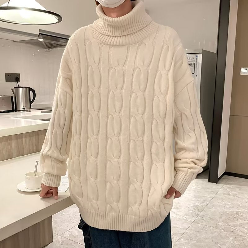 American retro twisted knitted sweater 2024 Spring and Autumn new men's and women's loose pullover bottoming long sleeve couple's sweater
