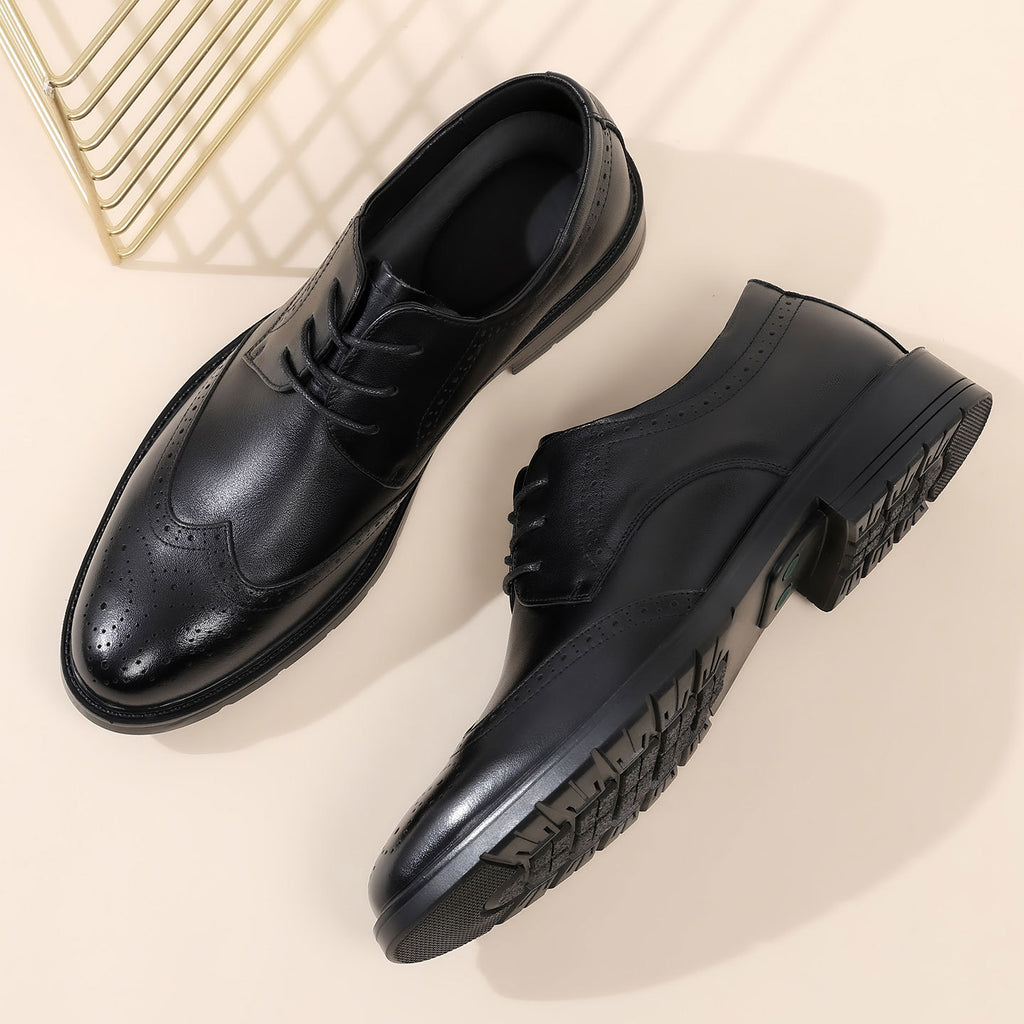 Leather Shoes for Men, Genuine Leather, High-End, Soft, Spring Season, Men's Business Formal Wear, Suit Leather Shoes, British Style, Wedding Shoes, Brogue Shoes