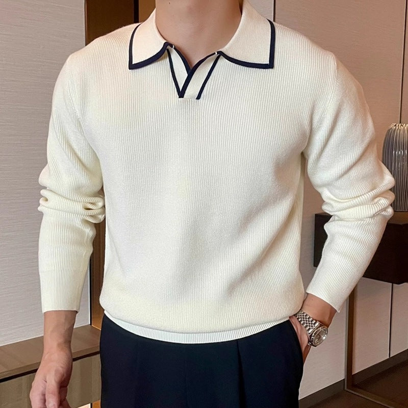 Light Mature Style Casual Lapel Sweater Men's Trendy Brand New Style Men's Warm Top for Autumn and Winter 2024