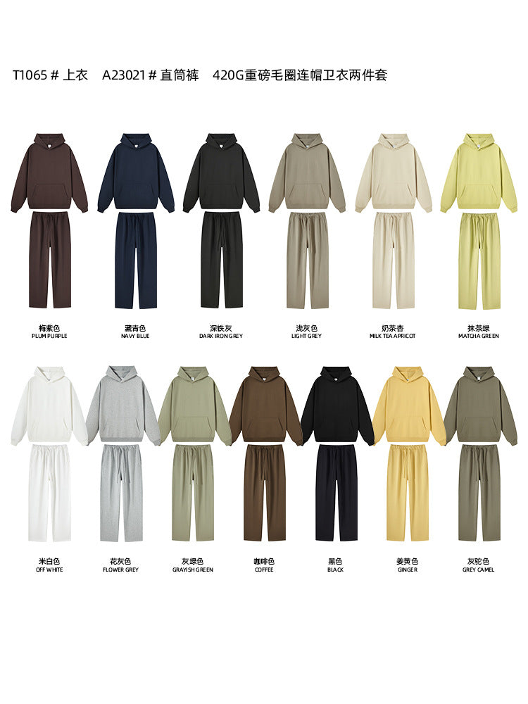 TILANI 2025 Heavy Terry Sweater Pants American Style Trendy Brand Solid Color Trendy Men's suit Hoodie Straight Pants