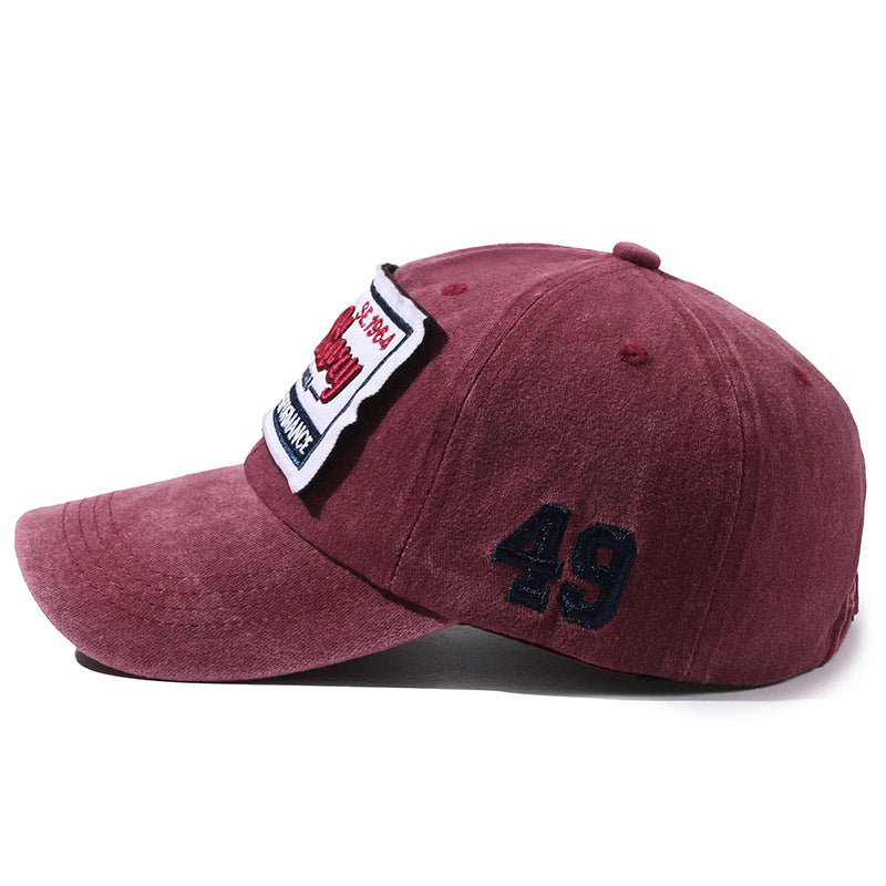 Hats for Men and Women, Spring and Summer Baseball Caps, Washed Cloth, Old Letter Embroider, Curved Brim Peaked Caps, Versatile Retro Couple Hats