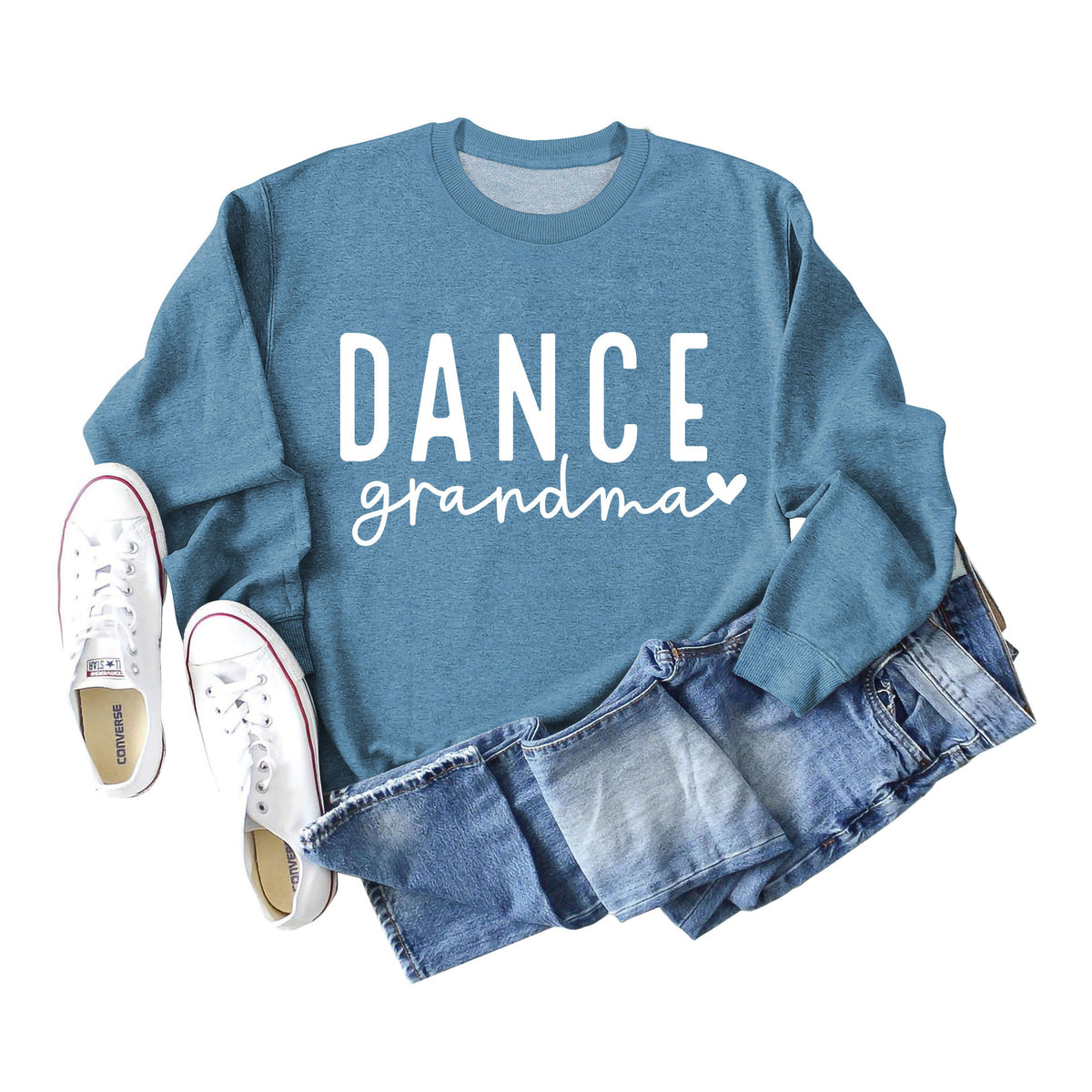 Amazon independent station Dance grandma love letter fashion loose round neck autumn and winter long sleeve sweater women