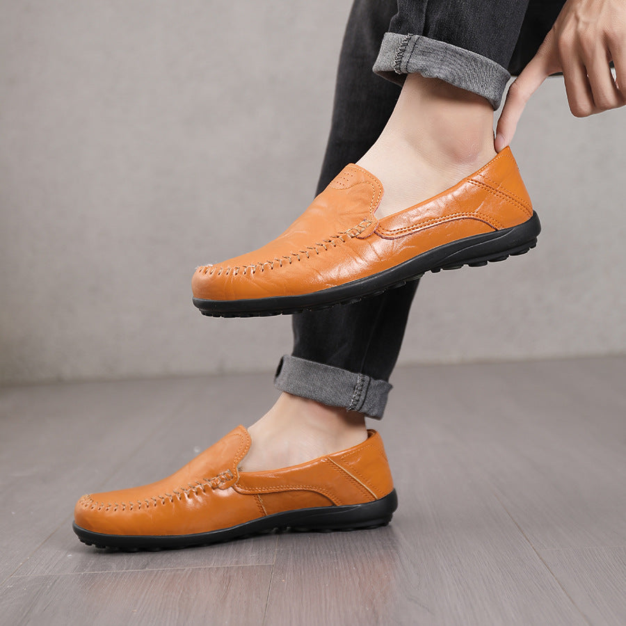 Men's Leather Shoes, Slip-On Loafers, Driving Shoes, Soft Surface, Men's Casual Leather Shoes, Non-Slip and Wear-Resistant