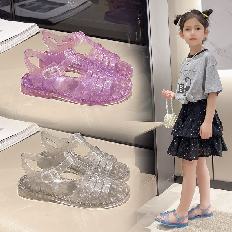 New Cute Children's Garden Shoes Summer Outdoor Sandals PVC Solid Color Princess Bird Nest Shoes Non-slip Slippers