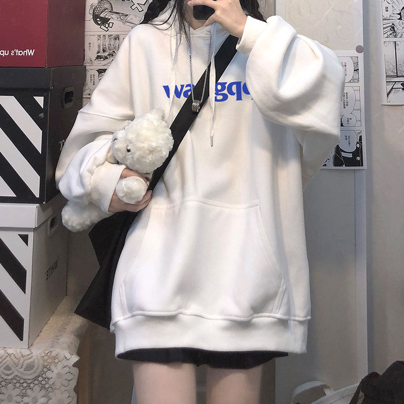 Pink Girl Hoodie Hooded Autumn and Winter fleece-lined Warm plus size Top hiphop Fashionable Girlfriend Sisters