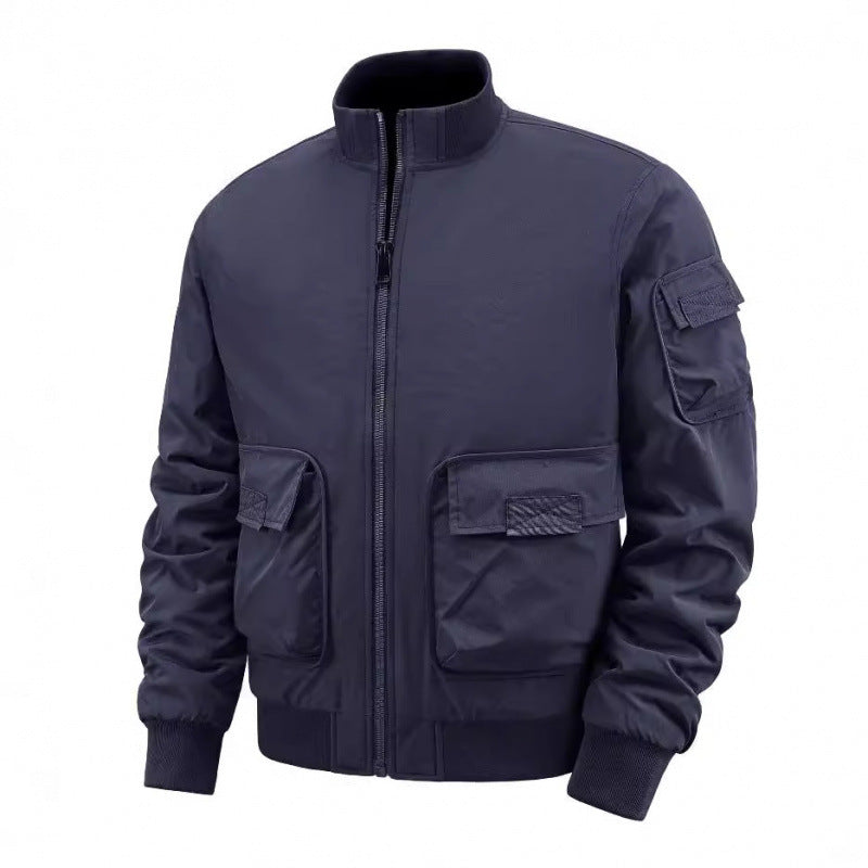 Flying Suit Men's Jacket Cotton Coat Autumn and Winter American Retro Loose Casual Middle-aged Casual Jacket Cotton Coat Coat