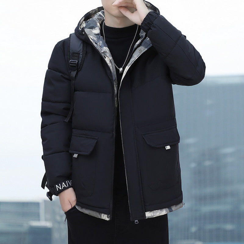New Winter Casual Men's Warm Jacket Cotton-padded Coat Fashionable Cotton-padded Coat Thickened Top All-match Cotton-padded Coat Hooded Cardigan