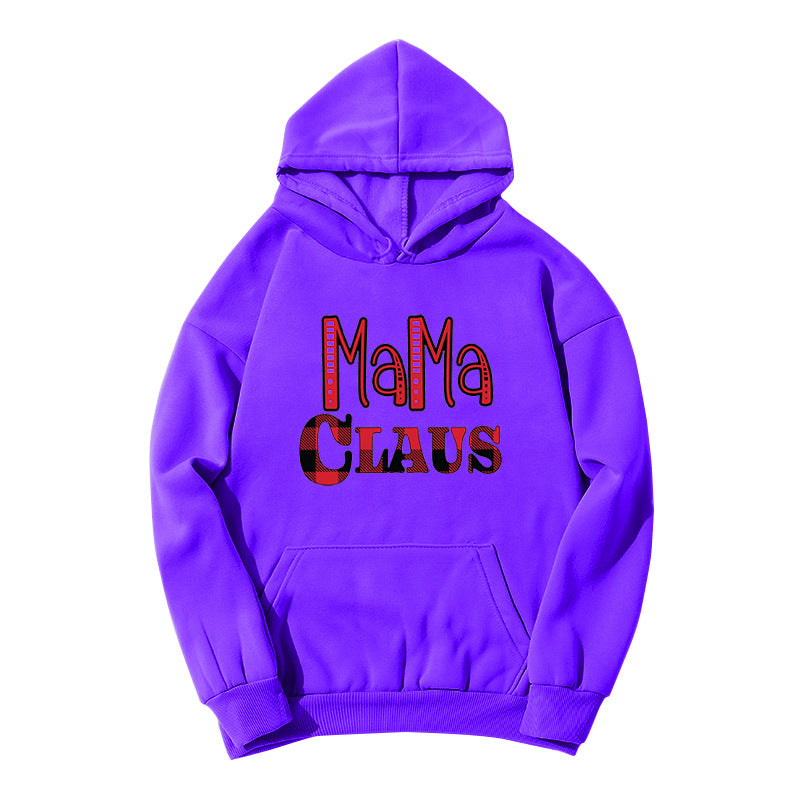 red plaid MAMA RIED printed hooded hoodie autumn and winter European and American women's