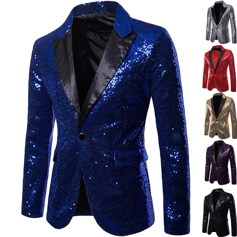 European and American Performance Suits, Gold Sequin Suits, Korean Suits, Nightclub Men's Clothing, Host Emcee Studio Jackets
