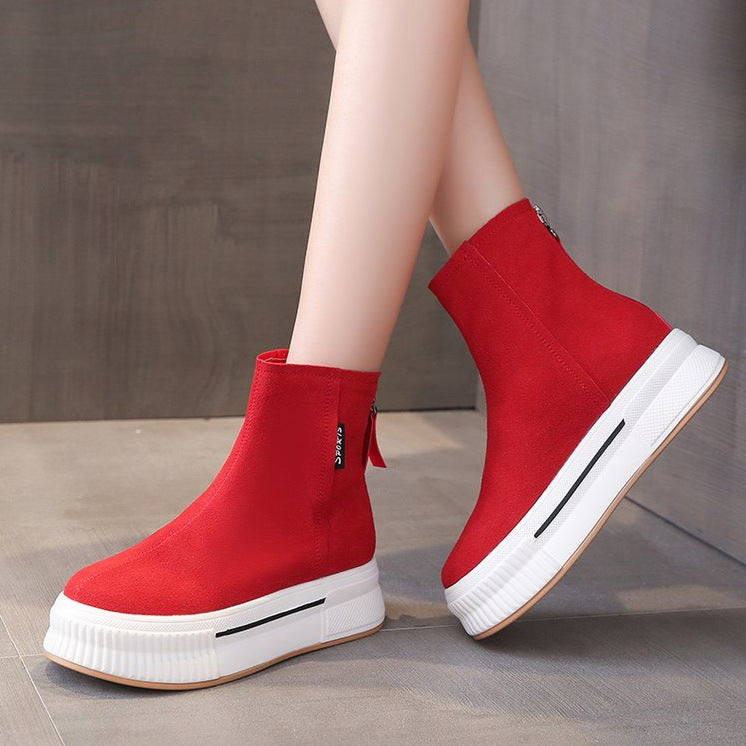 Short Boots for Women, Autumn and Winter Single Boots, 2025 New Thick-Soled Women's Shoes, New Versatile Casual Zipper Slip-On Boots