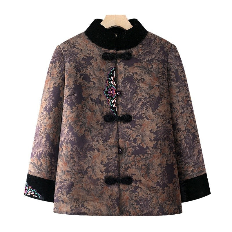 Grandma winter coat women's middle-aged and elderly cotton-padded jacket mother cotton-padded jacket fleece-lined thickened old lady autumn and winter clothes