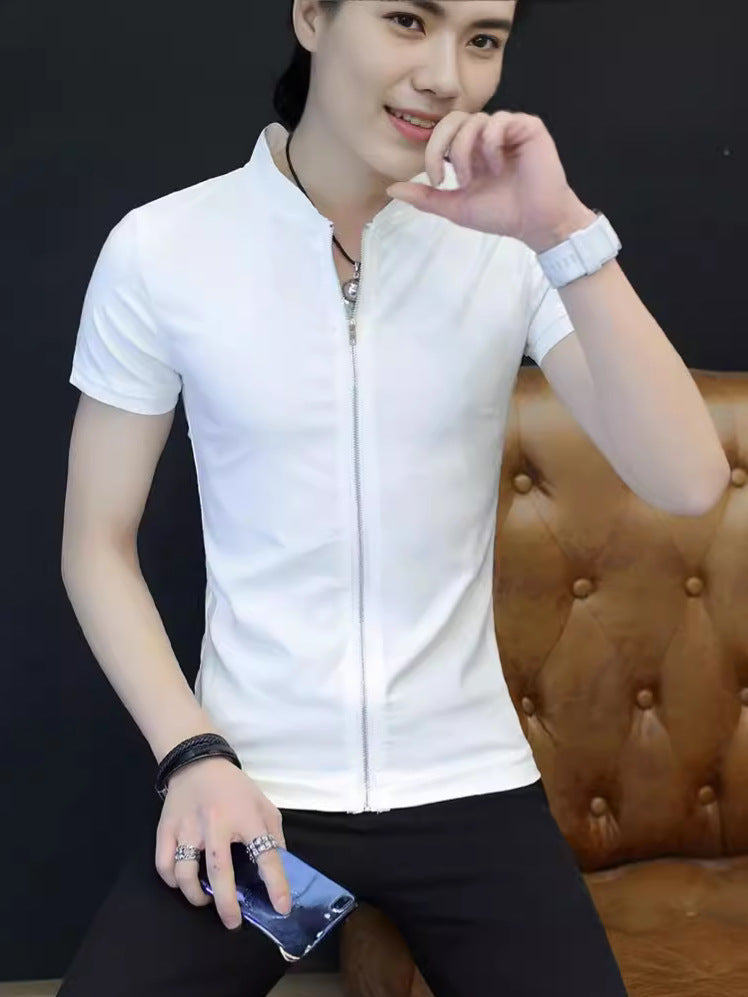 Men's Sweater Spring and Autumn plus size Loose Vertical Collar Sports Casual Cardigan Young and Middle-aged Jacket Coat Men