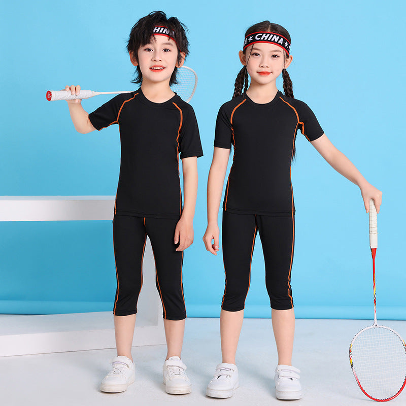 Children's Jump Rope Competition Quick-Drying Training Suit Custom Set, Tight-Fitting Clothing for Running, Football, Basketball, Comfortable Sportswear