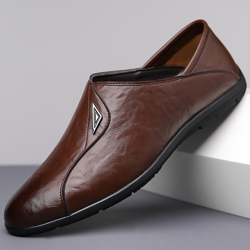 2025 New Casual Loafers Leather Shoes Men's Autumn Genuine Leather Breathable Business Formal Men's Shoes Soft Sole Beanie Shoes