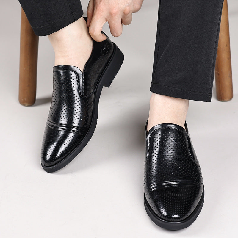 Men's Leather Shoes Summer Cut Out New Men's Shoes Casual Fashion Soft Sole Formal Shoes Business Shoes Sj2503-1