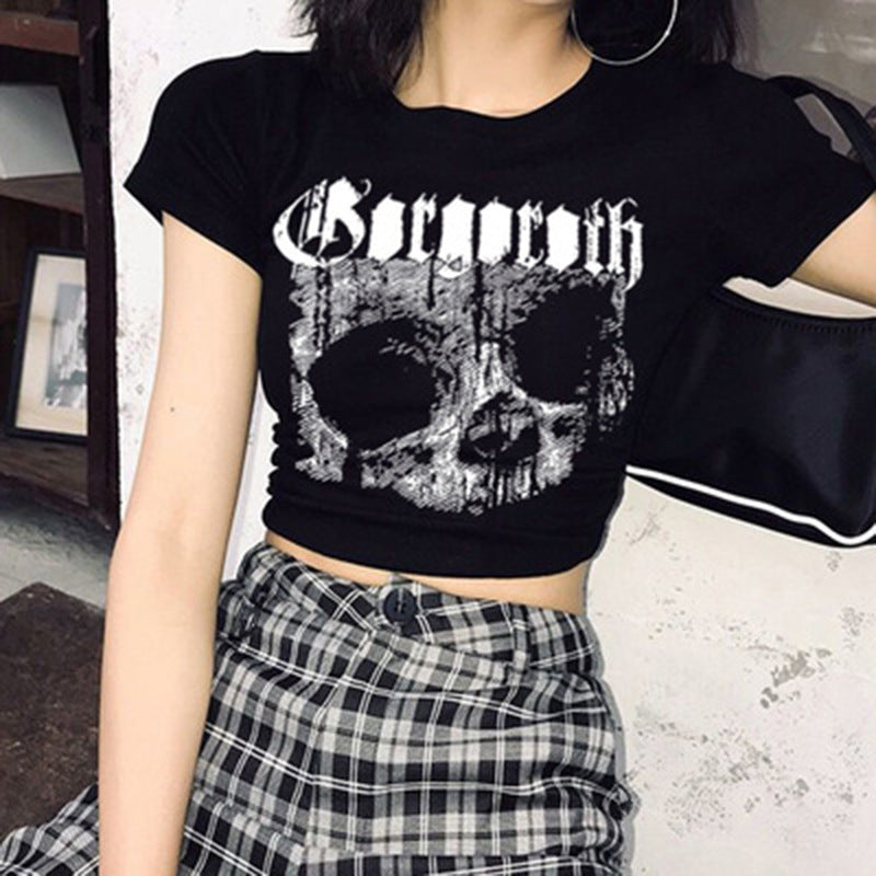 Short-Sleeved T-Shirts for Women with Exposed Navel, Sexy Slim-Fitting Hotties, European Tops, Trendy One-Piece