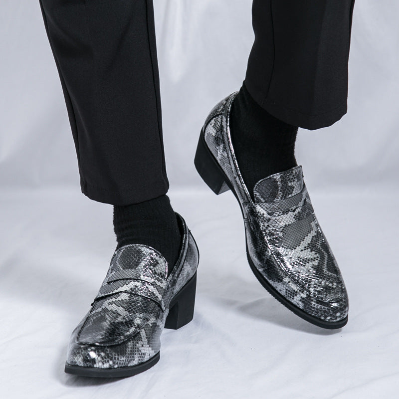 Men's Loafers Cross-border plus size New Style Leather Shoes Fashion Men's High Heeled Shoes Trendy Business Casual Leather Shoes
