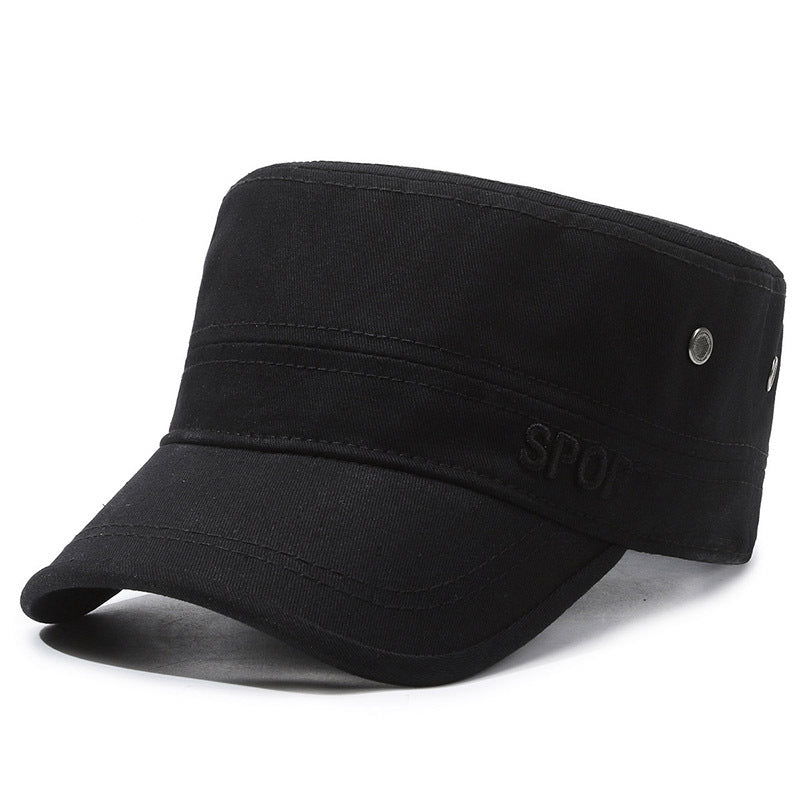 Hat Men's Spring and Summer Outdoor Summer Breathable Caps for Middle-aged and Elderly Sunshade Sunscreen Flat Top Cotton Outdoor Sports