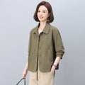 Middle-aged mother pure cotton windbreaker coat women's short 2025 spring and autumn new short loose plus size jacket top