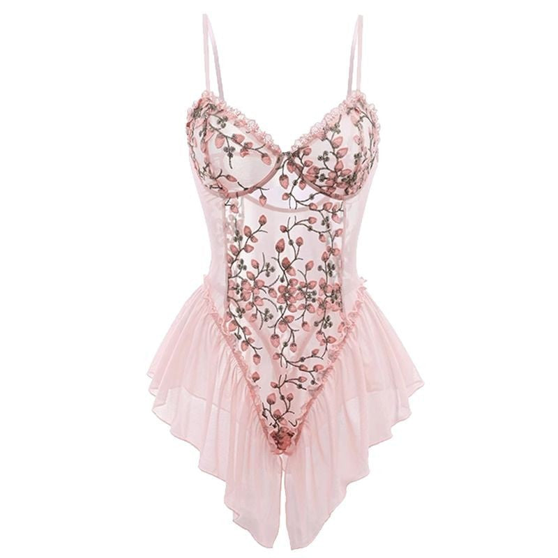 Sexy Pajamas Pure Desire Underwear Water Soluble Lace Nightgown Light Luxury Fashion Sexy Backless Internet Celebrity Nightgown High Sense