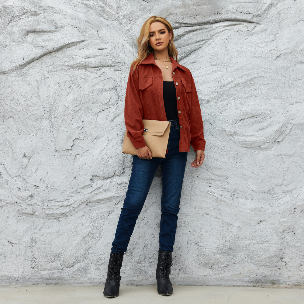 Cross-Border Autumn and Winter Tops, All Colors and Sizes, Corduroy Women's Jackets, Coats, Shirts, Street Fashion