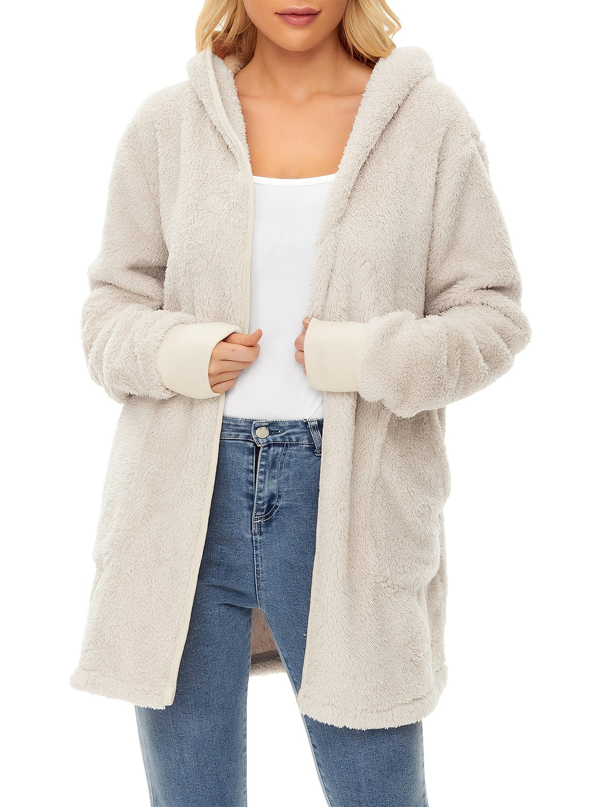 Cozy & Warm Women's Fleece Hoodie - Oversized, Windproof
