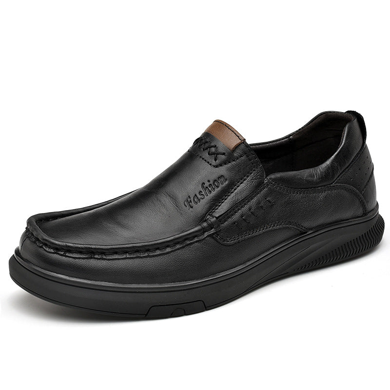 Loafers Men's 2025 New Slip-on Leather Casual Leather Shoes Men's Soft Sole Non-slip Wear-resistant Middle-aged and Elderly Dad's Shoes