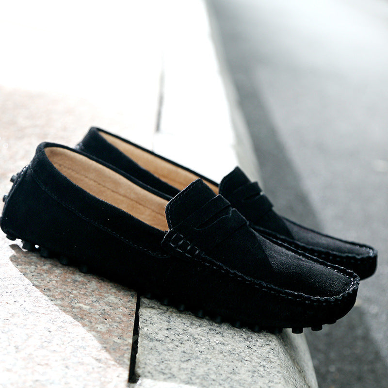 Large size cross-border live selling bean shoes men's leather frosted loafers one-step British men's casual shoes