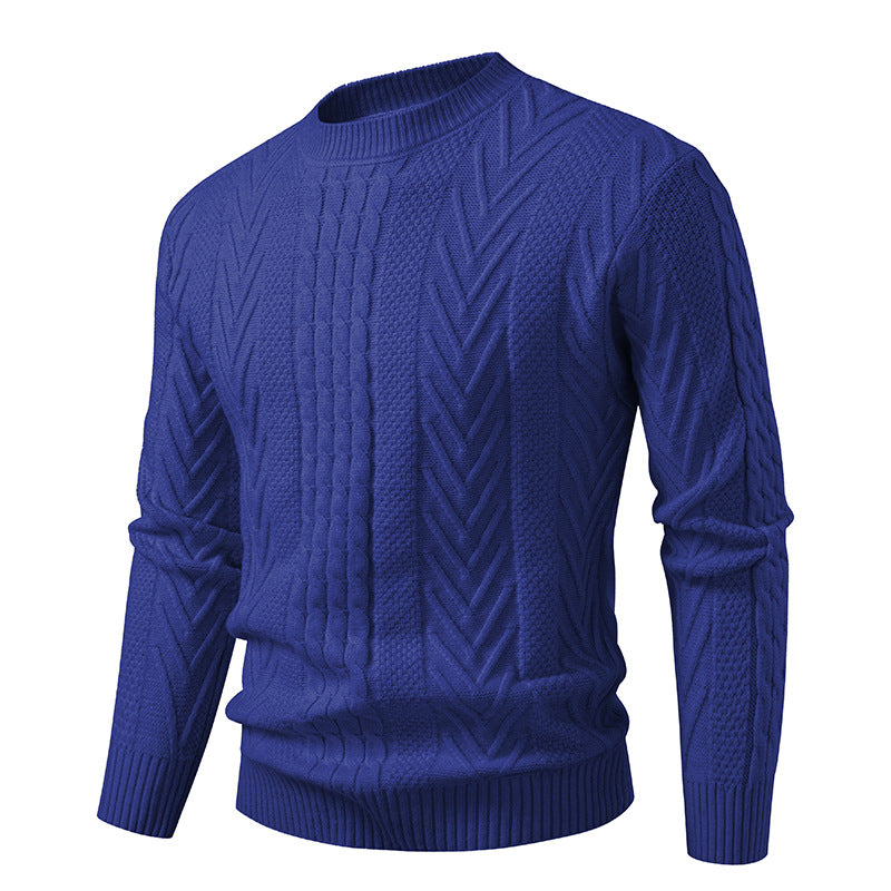 2025 Autumn and Winter New Men's Round Neck Pullover Twist Knitwear Trendyy Casual Pure Color Bottoming Knitwear Youth Trend