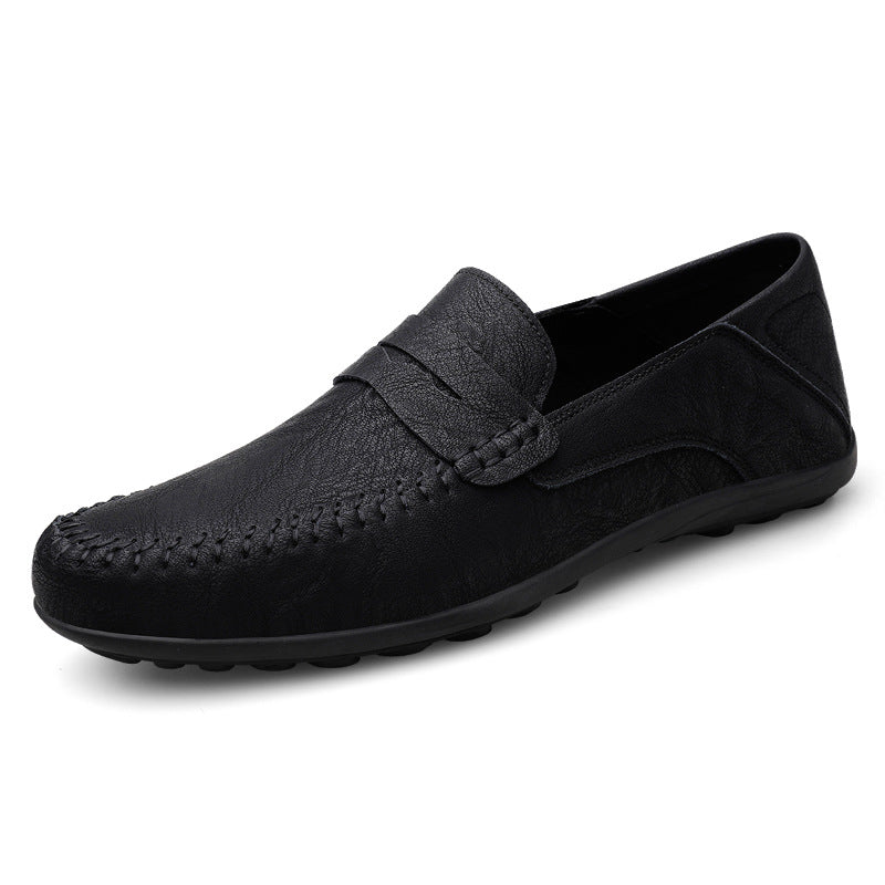 Cross-Border Large Size Men's Loafers 2026 Fashion Trendy Microfiber Casual Leather Shoes Breathable Cowhide Slip-On Shoes