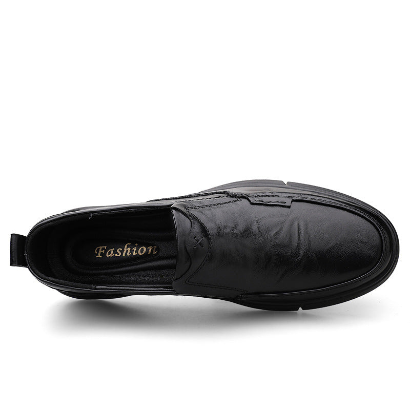 Autumn hand-held top layer cowhide men's leather shoes fashionable versatile middle-aged loafers breathable leather men's shoes