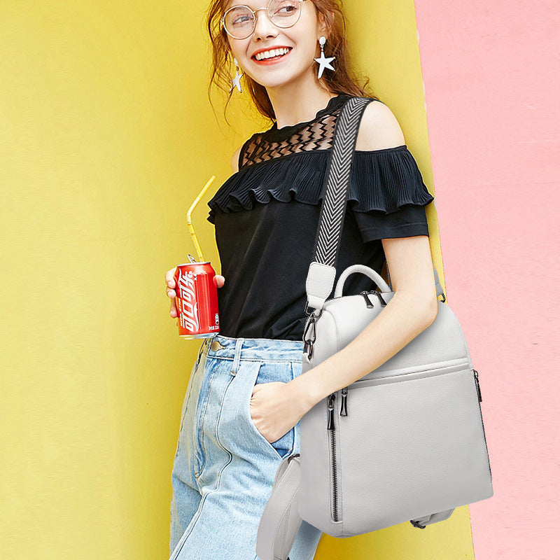 Genuine Leather Backpack for Women 2025 New Model Large Capacity Student School Bag with Multiple Pockets Urban Simple Versatile