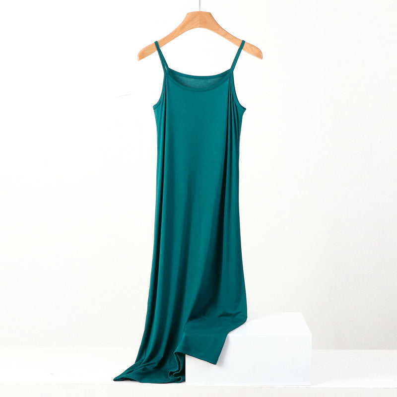 Plus Size Spring and Summer All-match Slim-fit Long Inner Nightgown Sling Modal Cotton Women's Solid Color Base dress