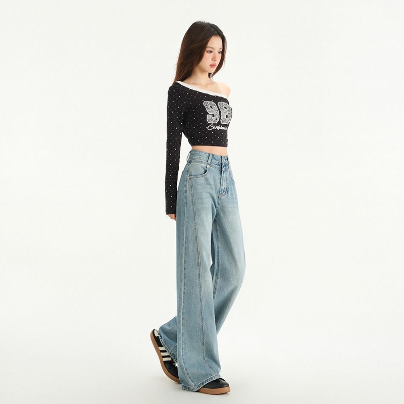 Wide-Leg Jeans for Women 2025 Spring New Retro High-Waisted Loose Slimming Summer Drape Straight Floor-Length Pants