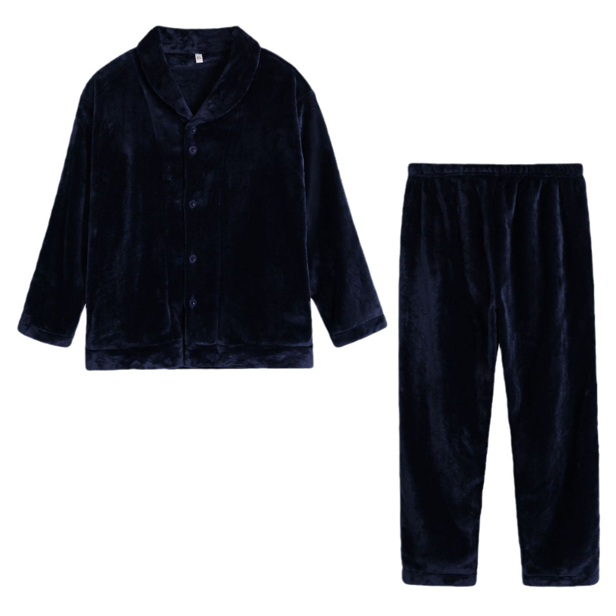 Couple's Autumn and Winter Thickened Pajamas with Green Fruit Collar, Simple and Luxurious Men's and Women's Cardigans, Double-Sided Velvet Warm Home Clothes Two-Piece Set