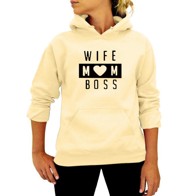 AliExpress Amazon ebay/wish cross-border WIFE MOM letter printed hooded vests in Europe and America in autumn and winter