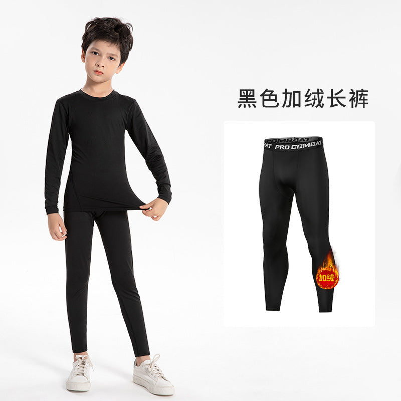 Children's Leggings, Long Pants, Fleece-Lined, Thick, Basketball, Sports, Running, Training, Fitness Pants, High Elasticity, Quick-Drying, Breathable Base Layer Pants