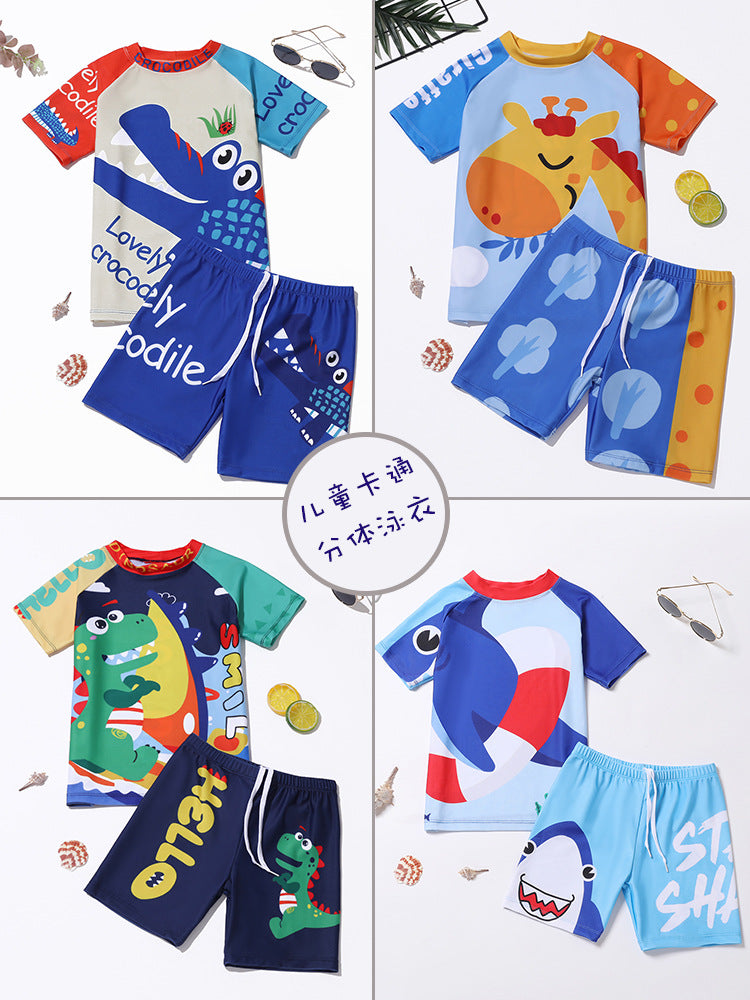 2024 New Children's Swimwear Boys Cute Cartoon Split Quick-drying Swimwear suit Small and Medium-sized Children's Boys' Swimwear