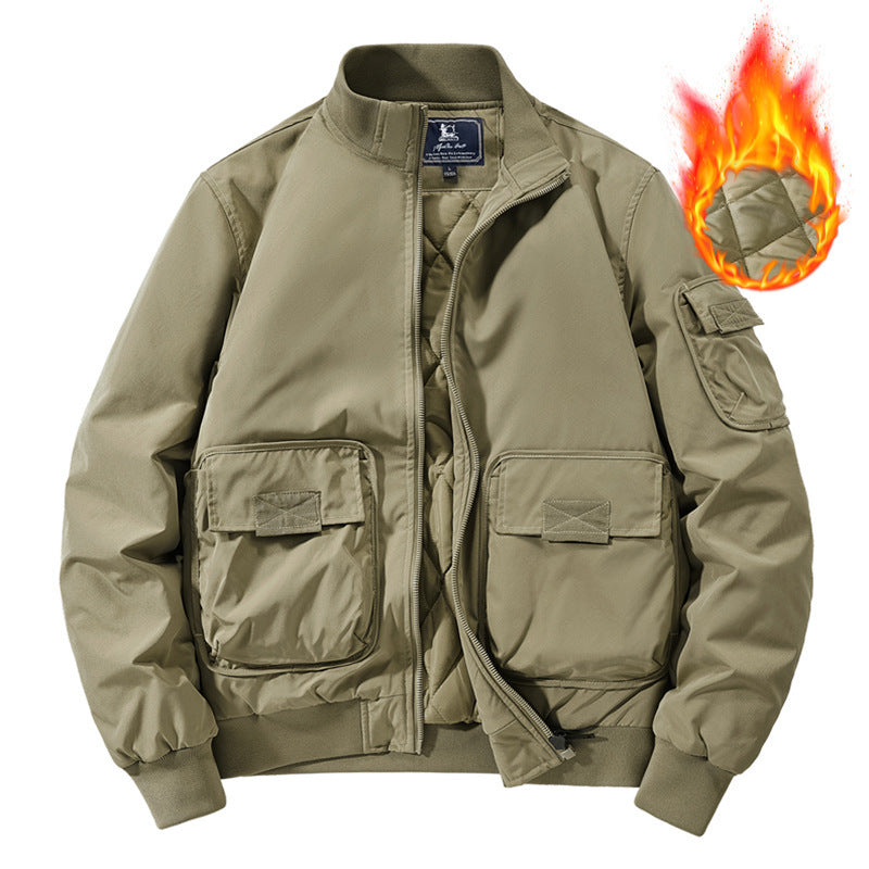 Flying Suit Men's Jacket Cotton Coat Autumn and Winter American Retro Loose Casual Middle-aged Casual Jacket Cotton Coat Coat