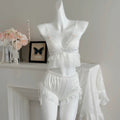 Sexy Pajamas for Women, Ice Silk 2025 Summer New Style, Sweet with Breast Pads, Suspenders, Shorts, Home Clothes Set, Pure Lust Style