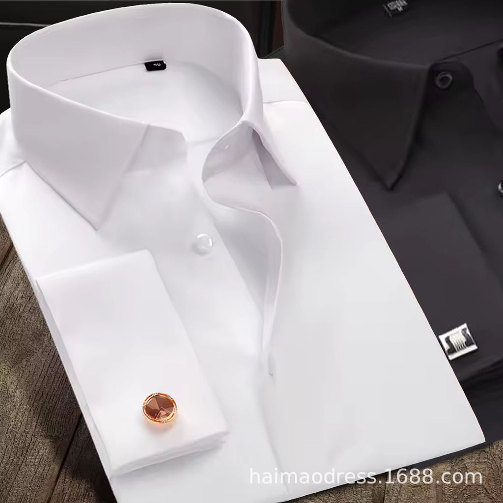 Cross-border Shirt Men's Casual Spring and Summer ebay Business Men's French Cufflinks plus size Men's Shirt