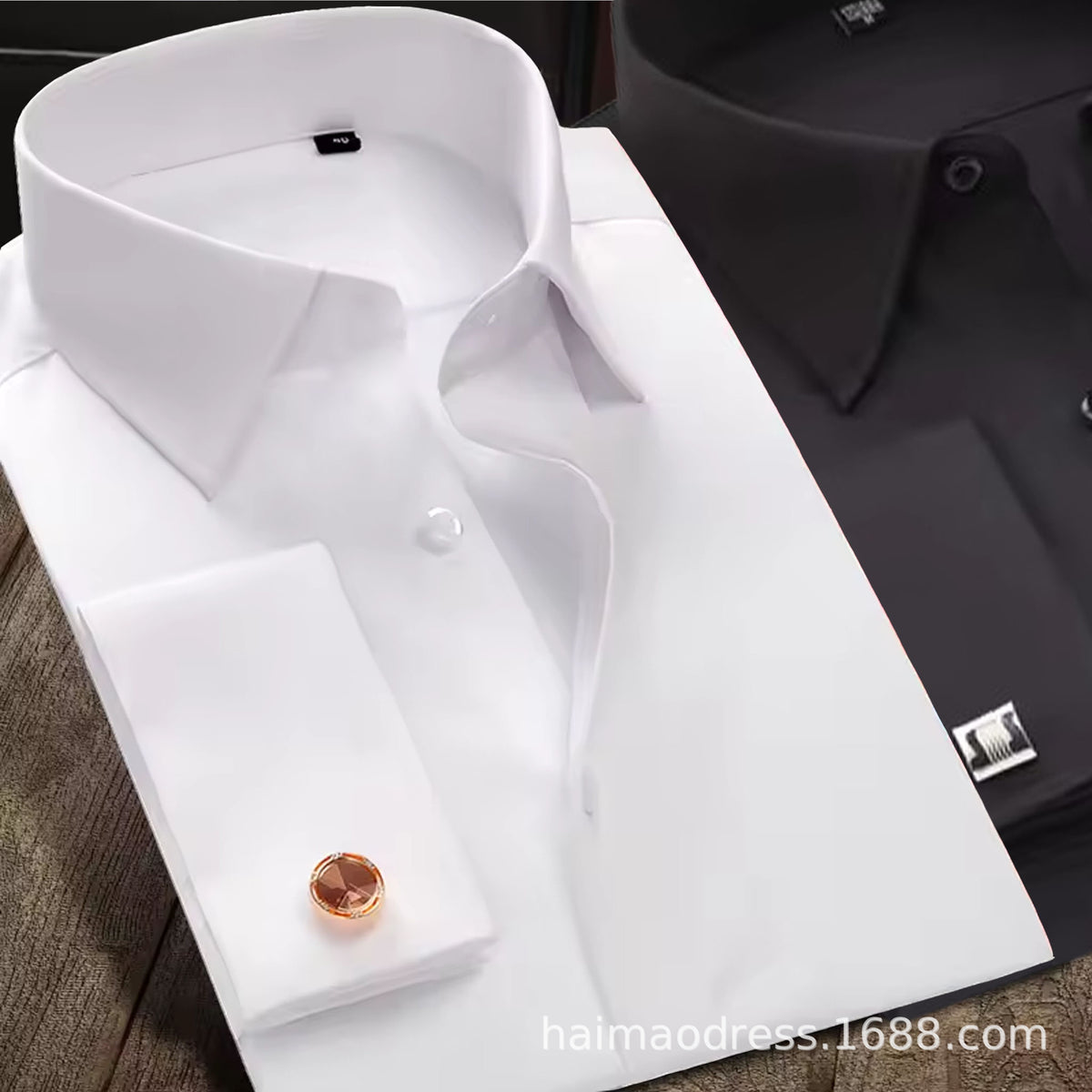 Cross-border Shirt Men's Casual Spring and Summer ebay Business Men's French Cufflinks plus size Men's Shirt